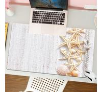 QRFASFZO Tappetino per mouse tappetino da ufficio multifunzione e antiscivolo,per migliorare la precisione e la velocità,Conchiglie, conchiglie e stelle marine con corda blu navy in direzion,80x30 cm