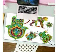 QRFASFZO Tappetino per mouse tappetino da ufficio multifunzione e antiscivolo,per migliorare la precisione e la velocità,Figure dipinte a mano in stile Mehndi, scimmia, stella marocchina, Ha,80x30 cm
