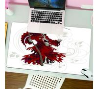 QRFASFZO Tappetino per mouse tappetino da ufficio multifunzione e antiscivolo,per migliorare la precisione e la velocità,Un vestito con una tunica rossa lacera, che agita una falce, emettend,80x30 cm