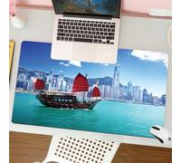 QRFASFZO Tappetino per mouse tappetino da ufficio multifunzione e antiscivolo,per migliorare la precisione e la velocità,Barca panoramica di Hong Kong nel quartiere commerciale di Victoria H,80x30 cm