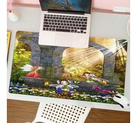QRFASFZO Tappetino per mouse tappetino da ufficio multifunzione e antiscivolo,per migliorare la precisione e la velocità,Tre fate in abiti colorati che vagano su un antico arco circondate da,80x30 cm