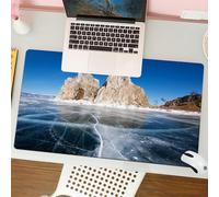QRFASFZO Tappetino per mouse tappetino da ufficio multifunzione e antiscivolo,per migliorare la precisione e la velocità,lago ghiacciato Bajkal in Siberia con ghiaccioli natura struttura sup,80x30 cm