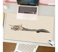QRFASFZO Tappetino per mouse tappetino da ufficio multifunzione e antiscivolo,per migliorare la precisione e la velocità,gatto, un gattino tigrato, che si rilassa su uno sfondo maculato,80x30 cm