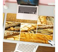 QRFASFZO Tappetino per mouse tappetino da ufficio multifunzione e antiscivolo,per migliorare la precisione e la velocità, Raccolto, collage di storie di grano, vari tipi di pane, cultura del,80x30 cm