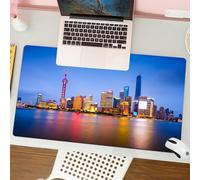 QRFASFZO Tappetino per mouse tappetino da ufficio multifunzione e antiscivolo,per migliorare la precisione e la velocità,Urbano, Skyline della città di Shanghai, Cina sul fiume Huangpu, Famo,80x30 cm