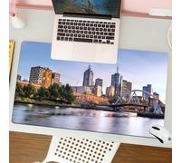 QRFASFZO Tappetino per mouse tappetino da ufficio multifunzione e antiscivolo,per migliorare la precisione e la velocità,Città, Melbourne, edifici storici australiani, ponti moderni al tramo,80x30 cm