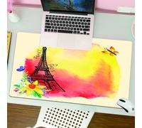 QRFASFZO Tappetino per mouse tappetino da ufficio multifunzione e antiscivolo,per migliorare la precisione e la velocità,Decorazione parigina, immagine floreale romantica dell'acqua,80x30 cm