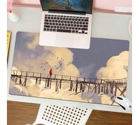 QRFASFZO Tappetino per mouse tappetino da ufficio multifunzione e antiscivolo,per migliorare la precisione e la velocità,Ti amo, Luna Superficie Romantica Grande Amore Partner Galattici Amic,80x30 cm