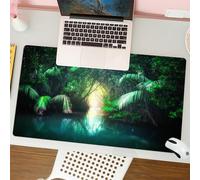 QRFASFZO Tappetino per mouse tappetino da ufficio multifunzione e antiscivolo,per migliorare la precisione e la velocità,Giungla, sentiero nella foresta pluviale tropicale del lago Mangrovie,80x30 cm