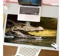 QRFASFZO Tappetino per mouse tappetino da ufficio multifunzione e antiscivolo,per migliorare la precisione e la velocità,Predatore acquatico, l'aspetto della bocca del coccodrillo nell'acqua,80x30 cm