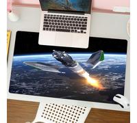 QRFASFZO Tappetino per mouse tappetino da ufficio multifunzione e antiscivolo,per migliorare la precisione e la velocità,Le astronavi volano sulla terra, i veicoli ferroviari bruciano propul,80x30 cm