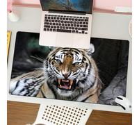 QRFASFZO Tappetino per mouse tappetino da ufficio multifunzione e antiscivolo,per migliorare la precisione e la velocità,Safari di animali della savana con volto di tigre africano e ruggente,80x30 cm