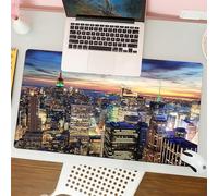 QRFASFZO Tappetino per mouse tappetino da ufficio multifunzione e antiscivolo,per migliorare la precisione e la velocità,Skyline di New York City con grattacieli urbani al tramonto.,80x30 cm