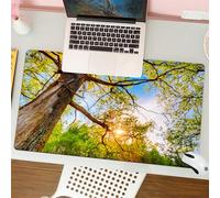 QRFASFZO Tappetino per mouse tappetino da ufficio multifunzione e antiscivolo,per migliorare la precisione e la velocità,Foresta, luci estive animate sopra le querce rurali,80x30 cm