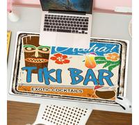 QRFASFZO Tappetino per mouse tappetino da ufficio multifunzione e antiscivolo,per migliorare la precisione e la velocità,Tiki Bar Aloha e The Wird Cocktail, invito in stile Tiki Bar, Tiki Ba,80x30 cm