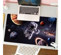 QRFASFZO Tappetino per mouse tappetino da ufficio multifunzione e antiscivolo,per migliorare la precisione e la velocità,Spazio cosmico, astronauta tra i pianeti Marte Nettuno Giove,80x30 cm