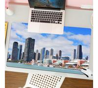 QRFASFZO Tappetino per mouse tappetino da ufficio multifunzione e antiscivolo,per migliorare la precisione e la velocità,Skyline urbano del centro di Chicago con grattacieli sul lago Michiga,80x30 cm