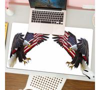 QRFASFZO Tappetino per mouse tappetino da ufficio multifunzione e antiscivolo,per migliorare la precisione e la velocità,Aquile calve con le ali meggianti della bandiera americana,80x30 cm