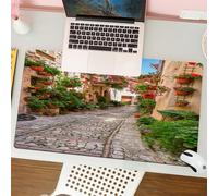 QRFASFZO Tappetino per mouse tappetino da ufficio multifunzione e antiscivolo,per migliorare la precisione e la velocità,Toscana, fiori di strada storici del Mediterraneo, città italiana in,80x30 cm