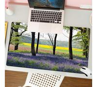 QRFASFZO Tappetino per mouse tappetino da ufficio multifunzione e antiscivolo,per migliorare la precisione e la velocità,Tappeto di giacinti sotto gli alberi, con enormi campi gialli, scenar,80x30 cm