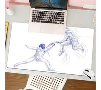 QRFASFZO Tappetino per mouse tappetino da ufficio multifunzione e antiscivolo,per migliorare la precisione e la velocità,schizzo di un atleta di scherma, mano dinamica - illustrazione di una,80x30 cm