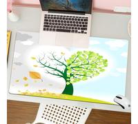 QRFASFZO Tappetino per mouse tappetino da ufficio multifunzione e antiscivolo,per migliorare la precisione e la velocità,Un albero attraversa la primavera e l'autunno, Trasformazione a forma,80x30 cm
