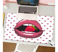 QRFASFZO Tappetino per mouse tappetino da ufficio multifunzione e antiscivolo,per migliorare la precisione e la velocità,Icona retrò isolata con labbra rosse che si mordono. Concetto pop art,80x30 cm