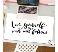 QRFASFZO Tappetino per mouse tappetino da ufficio multifunzione e antiscivolo,per migliorare la precisione e la velocità,Citazione, ama te stesso e il resto seguirà frase motivazionale parol,80x30 cm