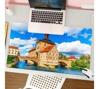 QRFASFZO Tappetino per mouse tappetino da ufficio multifunzione e antiscivolo,per migliorare la precisione e la velocità,Vista panoramica estiva dell'architettura della Città Vecchia con l'e,80x30 cm