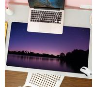 QRFASFZO Tappetino per mouse tappetino da ufficio multifunzione e antiscivolo,per migliorare la precisione e la velocità,Un lago tranquillo che riflette il cielo viola con sagome lungo la co,80x30 cm