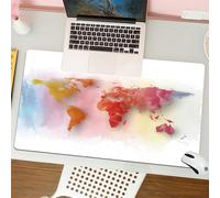 QRFASFZO Tappetino per mouse tappetino da ufficio multifunzione e antiscivolo,per migliorare la precisione e la velocità,Mappa del mondo, mappa del mondo ad acquerello con tavolozza,80x30 cm