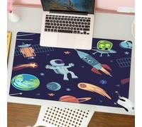 QRFASFZO Tappetino per mouse tappetino da ufficio multifunzione e antiscivolo,per migliorare la precisione e la velocità,Tema spaziale, scarabocchio di design dell'universo futuro per bambin,80x30 cm