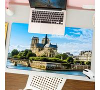 QRFASFZO Tappetino per mouse tappetino da ufficio multifunzione e antiscivolo,per migliorare la precisione e la velocità, Arredamento di Parigi, Cattedrale di Notre Dame De Paris antica dest,80x30 cm