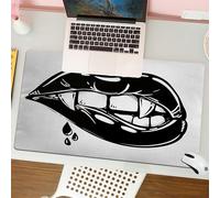 QRFASFZO Tappetino per mouse tappetino da ufficio multifunzione e antiscivolo,per migliorare la precisione e la velocità,Donna astratta disegnata a mano che si morde le labbra sexy, labbra i,80x30 cm