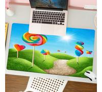 QRFASFZO Tappetino per mouse tappetino da ufficio multifunzione e antiscivolo,per migliorare la precisione e la velocità,Paese delle caramelle fantasy con lecca-lecca,80x30 cm