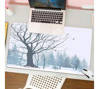 QRFASFZO Tappetino per mouse tappetino da ufficio multifunzione e antiscivolo,per migliorare la precisione e la velocità,Silhouette di una foresta ghiacciata, un albero nudo nella foresta di,80x30 cm