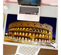 QRFASFZO Tappetino per mouse tappetino da ufficio multifunzione e antiscivolo,per migliorare la precisione e la velocità,Colosseo di notte, mantello romano sotto le luci, maestosa cupola nel,80x30 cm