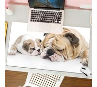QRFASFZO Tappetino per mouse tappetino da ufficio multifunzione e antiscivolo,per migliorare la precisione e la velocità,animale, bellissimo cucciolo di bulldog inglese con il suo padre,80x30 cm