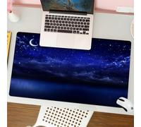 QRFASFZO Tappetino per mouse tappetino da ufficio multifunzione e antiscivolo,per migliorare la precisione e la velocità,Cielo notturno con nuvole e luna. Universo pieno di stelle, nebulose,80x30 cm