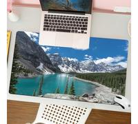 QRFASFZO Tappetino per mouse tappetino da ufficio multifunzione e antiscivolo,per migliorare la precisione e la velocità,Il lago Moraine è mezzo pieno a fine giugno, con neve fresca sulla mo,80x30 cm