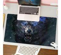 QRFASFZO Tappetino per mouse tappetino da ufficio multifunzione e antiscivolo,per migliorare la precisione e la velocità,Animali, la ferocia del misterioso lupo, adornato da inquietanti occh,80x30 cm