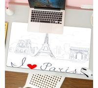QRFASFZO Tappetino per mouse tappetino da ufficio multifunzione e antiscivolo,per migliorare la precisione e la velocità,Decorazione parigina, schizzo della città con scritta I Love Paris Fa,80x30 cm