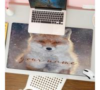 QRFASFZO Tappetino per mouse tappetino da ufficio multifunzione e antiscivolo,per migliorare la precisione e la velocità,Animali, una splendida volpe in una scena fredda, il testo il tuo no,80x30 cm