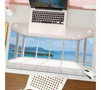 QRFASFZO Tappetino per mouse tappetino da ufficio multifunzione e antiscivolo,per migliorare la precisione e la velocità,Salotto moderno con piccola isola, oceano, paesaggio marino, nuvole,80x30 cm