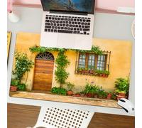 QRFASFZO Tappetino per mouse tappetino da ufficio multifunzione e antiscivolo,per migliorare la precisione e la velocità,Italia, veranda con vari vasi di fiori. Piante verdi fresche. Vita ci,80x30 cm