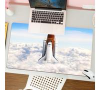 QRFASFZO Tappetino per mouse tappetino da ufficio multifunzione e antiscivolo,per migliorare la precisione e la velocità,La navetta che corre tra le nuvole, la navetta viene avviata tra le n,80x30 cm