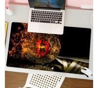 QRFASFZO Tappetino per mouse tappetino da ufficio multifunzione e antiscivolo,per migliorare la precisione e la velocità,Bitcoin, simbolo delle criptovalute che brucia tra le me e banconote,80x30 cm