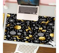 QRFASFZO Tappetino per mouse tappetino da ufficio multifunzione e antiscivolo,per migliorare la precisione e la velocità,Icone decorative dorate per le feste ed elementi disegnati a mano su,80x30 cm