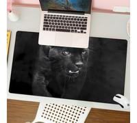 QRFASFZO Tappetino per mouse tappetino da ufficio multifunzione e antiscivolo,per migliorare la precisione e la velocità,Ritratto animale e monocromatico di una pantera nera, occhi luminosi,80x30 cm