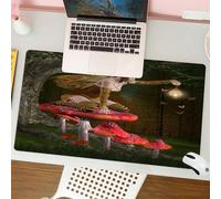 QRFASFZO Tappetino per mouse tappetino da ufficio multifunzione e antiscivolo,per migliorare la precisione e la velocità,Creatura fatata fantastica e mitica seduta su un fungo accanto a un,80x30 cm